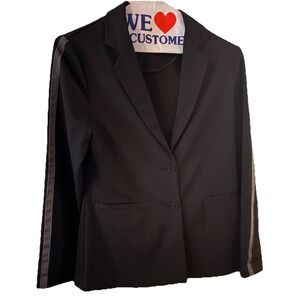 Urban Outfitters Womens Sports Stripe Blazer Black Size Small, CB82